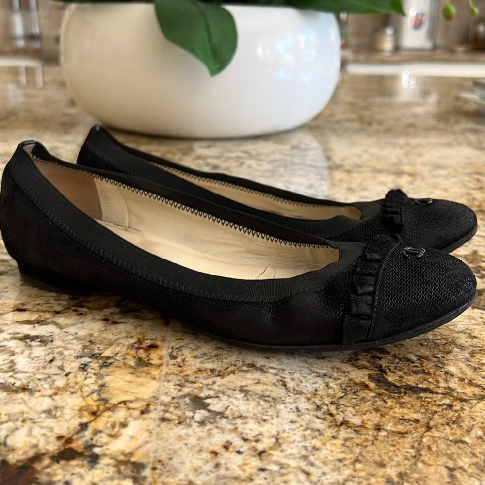 Chanel black classic elastic ballet flats 7,5